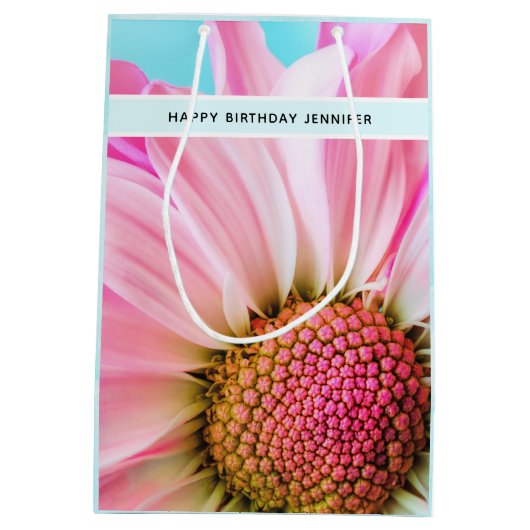 美しいピンクの花クローズアップ写真ミディアムギフトB ミディアムペーパーバッグ (裏面)