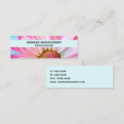 美しいピンクの花クローズアップ写真ミニビジネス スキニー名刺 (正面/裏面)