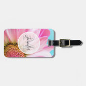 美しいピンクの花クローズアップ写真モノグラム ラゲッジタグ (正面横)