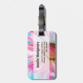 美しいピンクの花クローズアップ写真モノグラム ラゲッジタグ (裏面縦)