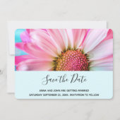 美しいピンクの花クローズアップ写真結婚の数 セーブザデート (正面)