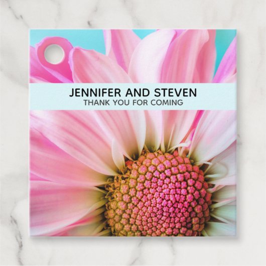 美しいピンクの花クローズアップ写真結婚の数 フェイバータグ (正面)