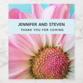 美しいピンクの花クローズアップ写真結婚の数 ワインラベル (シングルラベル)