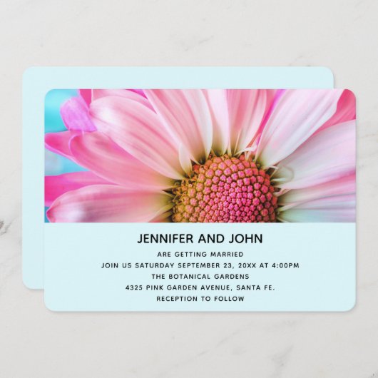 美しいピンクの花クローズアップ写真結婚の数 招待状 (正面/裏面)