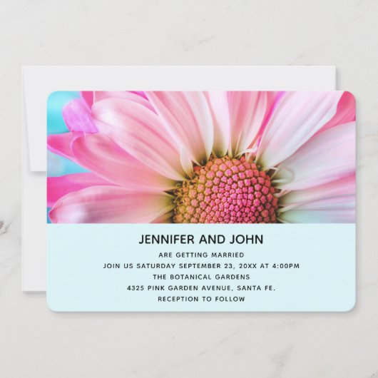 美しいピンクの花クローズアップ写真結婚の数 招待状 (正面)