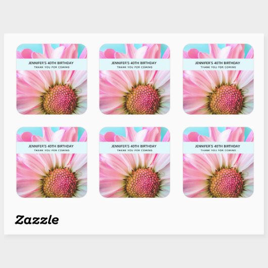 美しいピンクの花クローズアップ写真誕生日 スクエアシール (シート)