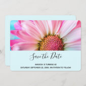 美しいピンクの花クローズアップ写真誕生日 セーブザデート (正面/裏面)