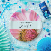 美しいピンクの花クローズアップ写真誕生日 ペーパープレート (パーティー)