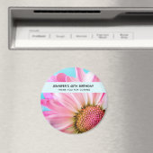 美しいピンクの花クローズアップ写真誕生日 マグネット (インサイチュ (食洗機))