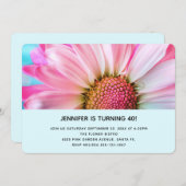 美しいピンクの花クローズアップ写真誕生日 招待状 (正面/裏面)