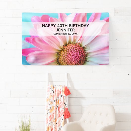 美しいピンクの花クローズアップ写真誕生日 横断幕 (インサイチュ)