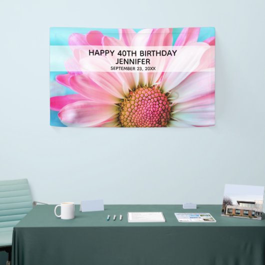 美しいピンクの花クローズアップ写真誕生日 横断幕 (トレードショー)