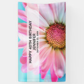 美しいピンクの花クローズアップ写真誕生日 横断幕 (縦)