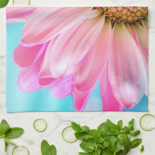美しいピンクの花クローズアップ写真 キッチンタオル (折り畳み)