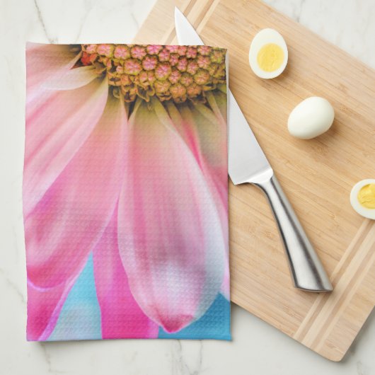 美しいピンクの花クローズアップ写真 キッチンタオル (四つ折り)