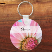 美しいピンクの花クローズアップ写真 キーホルダー (正面)