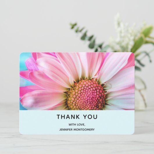 美しいピンクの花クローズアップ写真 サンキューカード (スタンド正面)