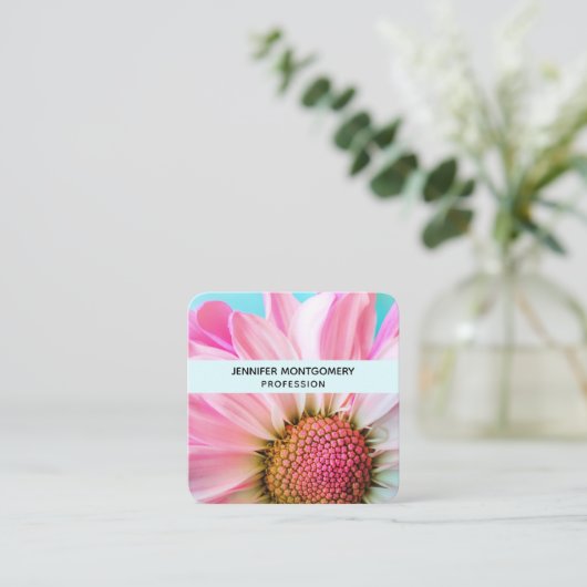 美しいピンクの花クローズアップ写真 スクエア名刺 (スタンド正面)