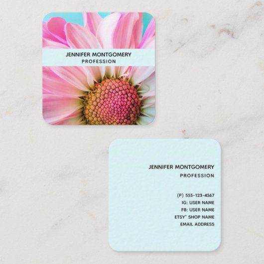美しいピンクの花クローズアップ写真 スクエア名刺 (正面/裏面)