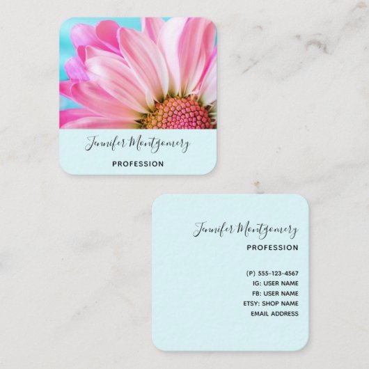 美しいピンクの花クローズアップ写真 スクエア名刺 (正面/裏面)