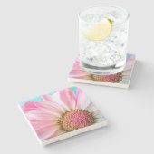 美しいピンクの花クローズアップ写真 ストーンコースター (横)