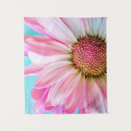 美しいピンクの花クローズアップ写真 タペストリー (正面)