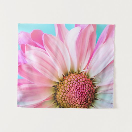 美しいピンクの花クローズアップ写真 タペストリー (正面(横))