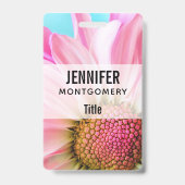 美しいピンクの花クローズアップ写真 バッジ (裏面)