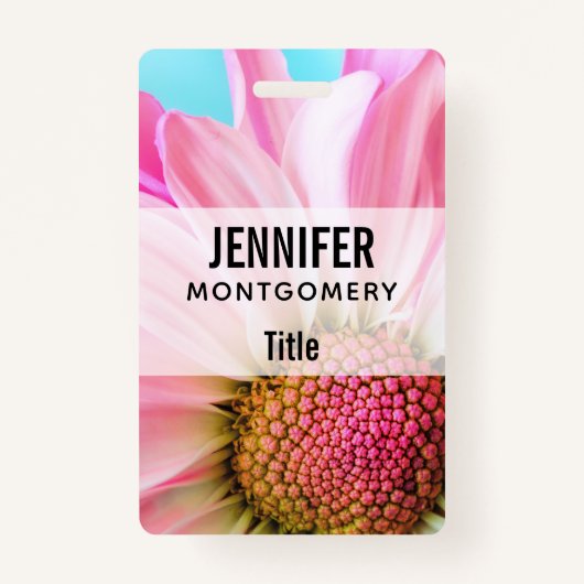 美しいピンクの花クローズアップ写真 バッジ (正面)
