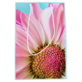 美しいピンクの花クローズアップ写真 ミディアムペーパーバッグ