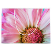 美しいピンクの花クローズアップ写真 ラージペーパーバッグ (正面)