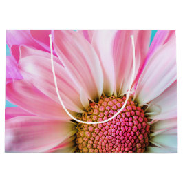 美しいピンクの花クローズアップ写真 ラージペーパーバッグ