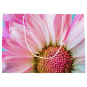 美しいピンクの花クローズアップ写真 ラージペーパーバッグ (裏面)