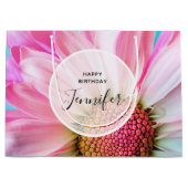 美しいピンクの花クローズアップ写真 ラージペーパーバッグ (正面)