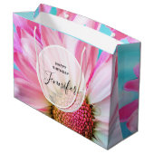 美しいピンクの花クローズアップ写真 ラージペーパーバッグ (裏面アングル)