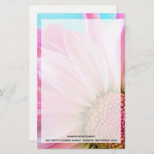 美しいピンクの花クローズアップ写真 便箋 (正面/裏面)