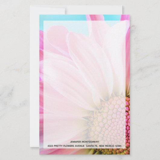 美しいピンクの花クローズアップ写真 便箋 (正面)