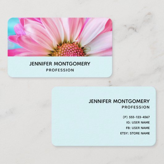 美しいピンクの花クローズアップ写真 名刺 (正面/裏面)