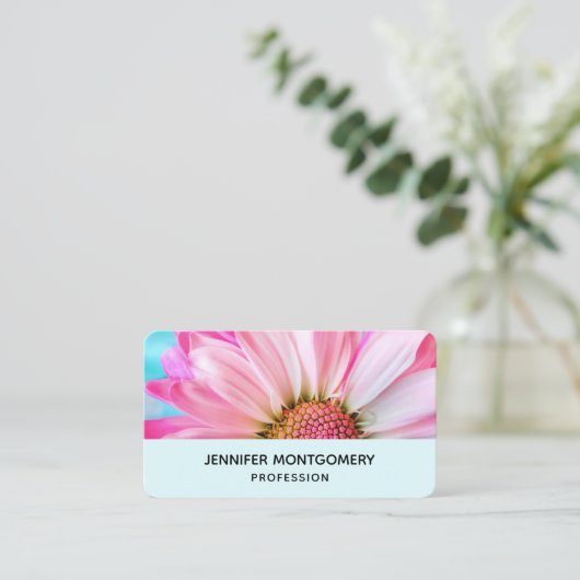 美しいピンクの花クローズアップ写真 名刺 (スタンド正面)