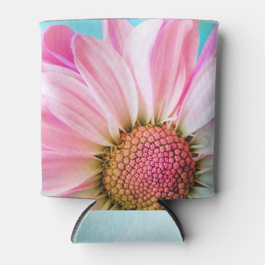 美しいピンクの花クローズアップ写真 缶クーラー (正面)