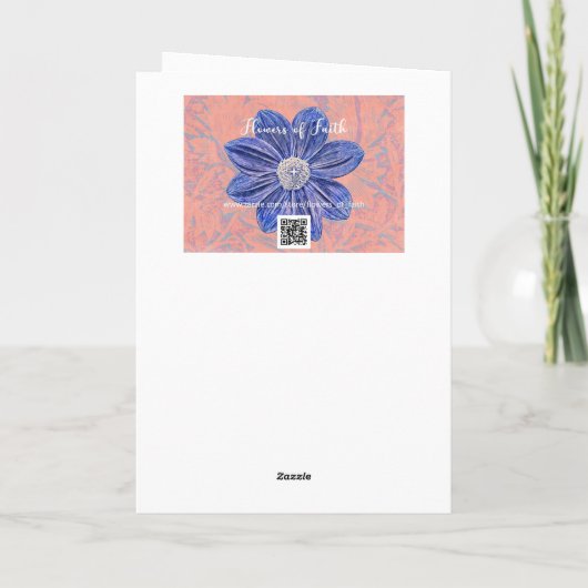 美しいピンクの花バイブル信仰誕生日カード カード (裏面)