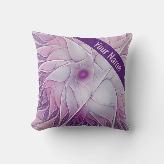 美しいピンクの花モダンの抽象芸術アート名 クッション (正面)