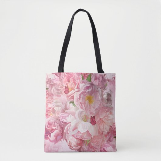 美しいピンクの花園 トートバッグ (正面)
