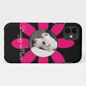 美しいピンクの花枠かわいい子犬の黒 Case-Mate iPhoneケース (裏面(横))