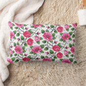美しいピンクの花柄の腰枕 ランバークッション (ブランケット)