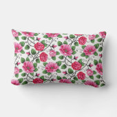 美しいピンクの花柄の腰枕 ランバークッション (裏面)