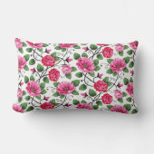 美しいピンクの花柄の腰枕 ランバークッション (正面)
