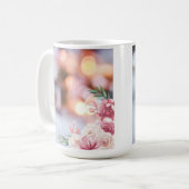 美しいピンクの花柄コーヒーマグ コーヒーマグカップ (正面左)