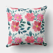 美しいピンクの花柄 クッション (裏面)