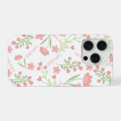 美しいピンクの花柄 Let's Go タイポグラフィックパターン iPhoneケース (裏面横)